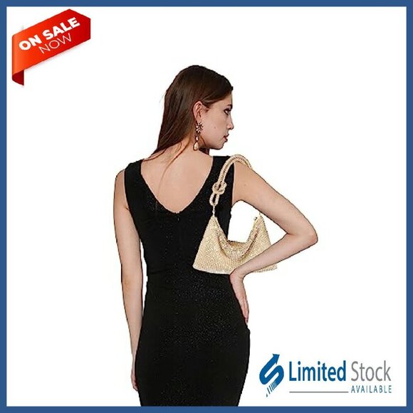 uxcell Evening Bags for Women, Sparkly Crystal Rhinestone  Sparkly Rhinestone Evening Clutch with Shoulder Strap, 10x6.5